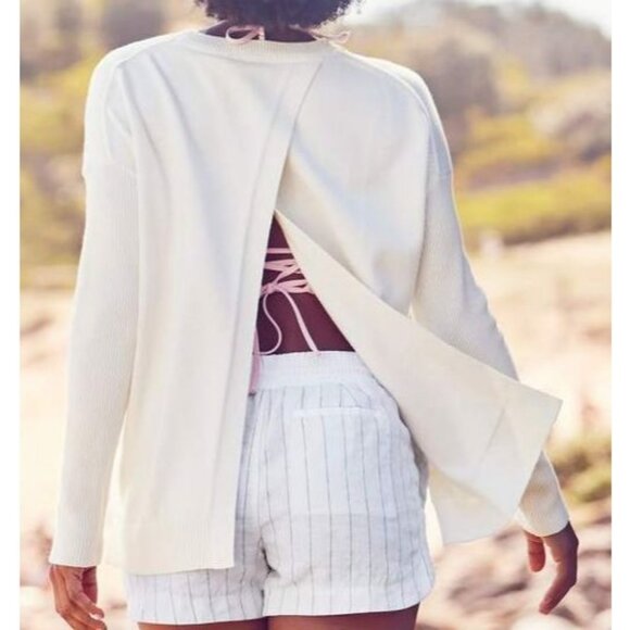 Athleta women's Highlands open back hi-lo long sleeve knit athleisure sweater XS - Picture 2 of 16